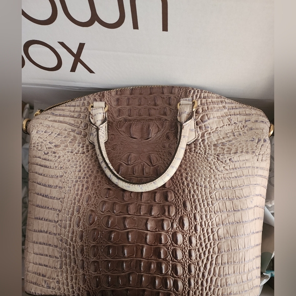 BRAHMIN, rare color Amaretto Melbourne Leather Large Duxbury satchel - Picture 2 of 12